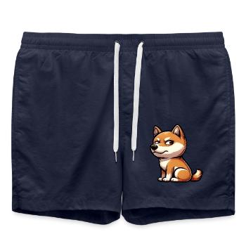 Cute Shiba Inu funny skeptical look - Swim Trunks - french navy - Front - AI Model Male 185 light (185cm)