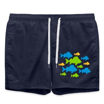 Motifs de poissons colorés - Short de bain - bleu marine - Devant - AI Model Male 185 light (185cm)