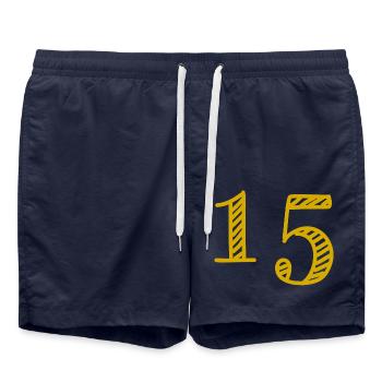 15 ANS. 15e ANNIVERSAIRE. ANNIVERSAIRE 15 ANS. 15 - Short de bain - bleu marine - Devant - AI Model Male 185 light (185cm)