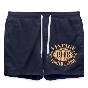 Vintage 1948 - 74 Years Old, 74th Birthday Gift - Swim Trunks - french navy - Front - AI Model Male 185 light (185cm)