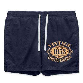Jahrgang 1953 - 70 Jahre alt, Geschenk zum 70. Geburtstag - Badeshorts - French Navy - Vorne - AI Model Male 185 light (185cm)