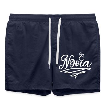 Novia Girlfriend Engagement Bridal Shower Wedding - Swim Trunks - french navy - Front - AI Model Male 185 light (185cm)