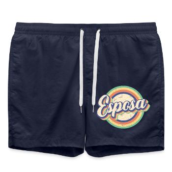 Esposa Retro Wife To Be Bride Couple Wedding Gift - Swim Trunks - french navy - Front - AI Model Male 185 light (185cm)