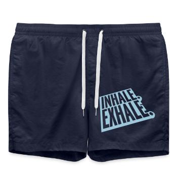 Inspirez expirez Yoga citation - Short de bain - bleu marine - Devant - AI Model Male 185 light (185cm)