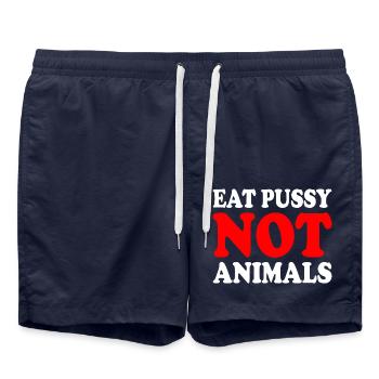 Eat pussy not animals - Short de bain - bleu marine - Devant - AI Model Male 185 light (185cm)