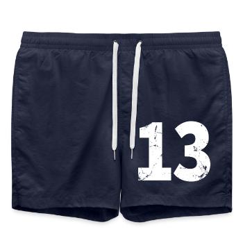 Cool Number 13 - 13 Years Old 13th Birthday Gift - Swim Trunks - french navy - Front - AI Model Male 185 light (185cm)