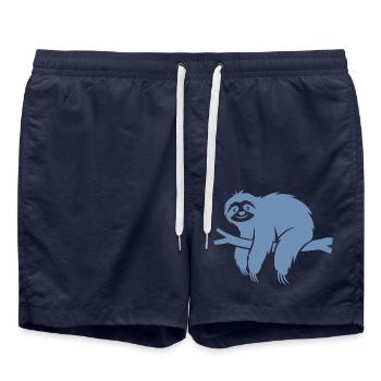 Minimalistisches Faultier entspannt auf einem Ast - Badeshorts - French Navy - Vorne - AI Model Male 185 light (185cm)