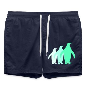 3 Silhouettes de pingouins Trois amis Équipe Rangée - Short de bain - bleu marine - Devant - AI Model Male 185 light (185cm)