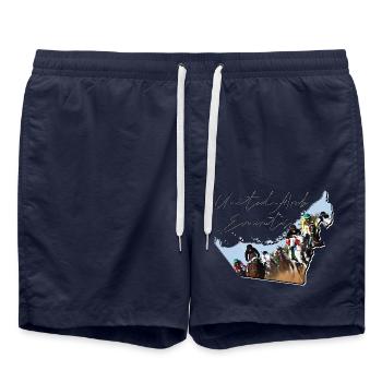 (Émirats arabes unis) Carte des Émirats Encadrée Courses de chevaux EN - Short de bain - bleu marine - Devant - AI Model Male 185 light (185cm)