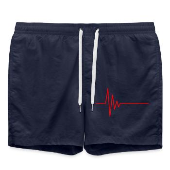 Battement de coeur ECG rouge - Short de bain - bleu marine - Devant - AI Model Male 185 light (185cm)