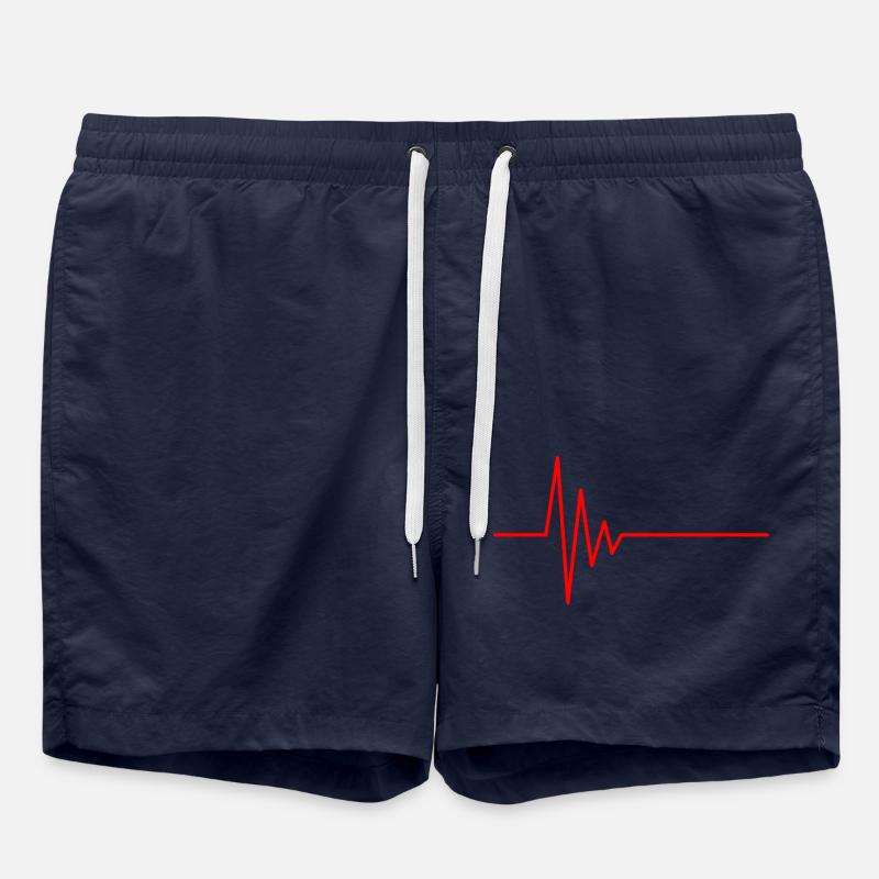 EKG Herzschlag Rot - Badeshorts - French Navy