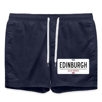 Panneau de la ville d’Édimbourg - Short de bain - bleu marine - Devant - AI Model Male 185 light (185cm)