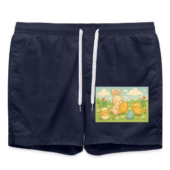 Fête de Pâques - Short de bain - bleu marine - Devant - AI Model Male 185 light (185cm)