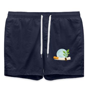 For a smoke-free world - Swim Trunks - french navy - Front - AI Model Male 185 light (185cm)