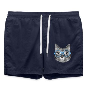 Chat portant des lunettes bleues - Short de bain - bleu marine - Devant - AI Model Male 185 light (185cm)