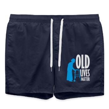 old lives matter quote - Swim Trunks - french navy - Front - AI Model Male 185 light (185cm)