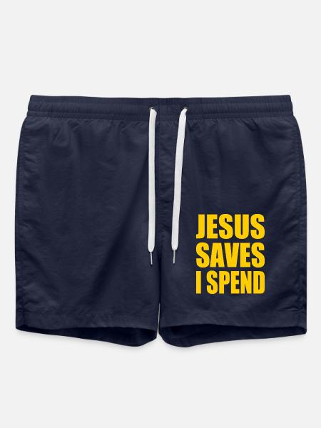 jesus saves i spend - Swim Trunks - french navy