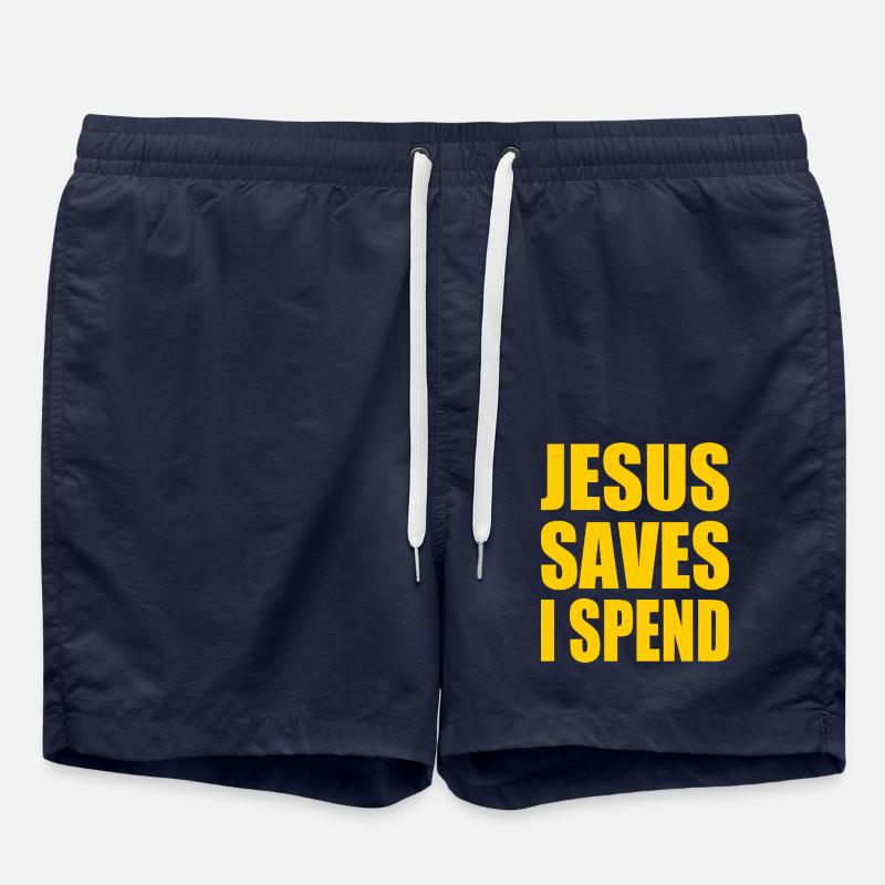 jesus saves i spend - Badeshorts - French Navy
