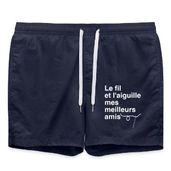 Le fil et l aiguille mes meilleurs amis - Couture - Short de bain - bleu marine - Devant - AI Model Male 185 light (185cm)