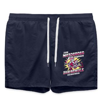 Zum Motocross geboren zur Schule gezwungen - Badeshorts - French Navy - Vorne - AI Model Male 185 light (185cm)