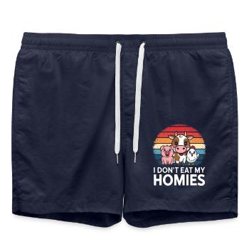 Vegetarian Vegan Veggie Vegetarian - Swim Trunks - french navy - Front - AI Model Male 185 light (185cm)