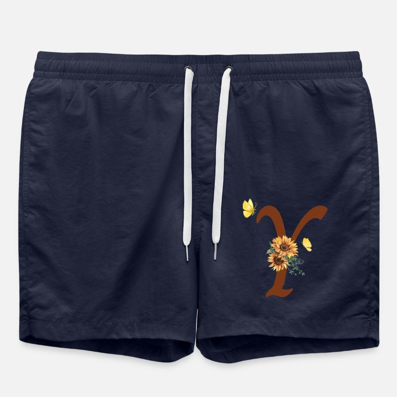 Lettre y tournesol papillon - Short de bain - bleu marine