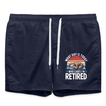 Rentner Ruhestand Rente Pensionierung - Badeshorts - French Navy - Vorne - AI Model Male 185 light (185cm)