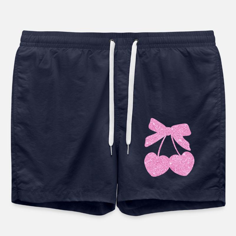 Pink Heart Cherries - Swim Trunks - french navy
