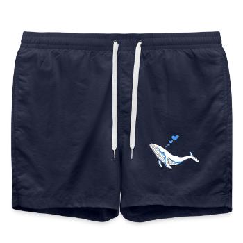 Poisson baleine cool - baleine - poisson baleine - Short de bain - bleu marine - Devant - AI Model Male 185 light (185cm)