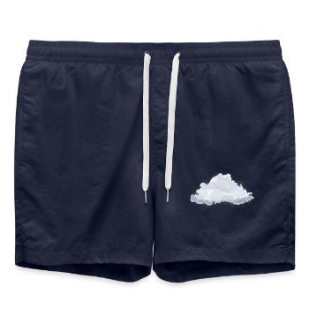 einzelne gezeichnete flauschige weiße Wolke - Badeshorts - French Navy - Vorne - AI Model Male 185 light (185cm)