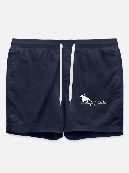 Équitation cavalier EKG heartbeat pouls coeur - Short de bain - bleu marine