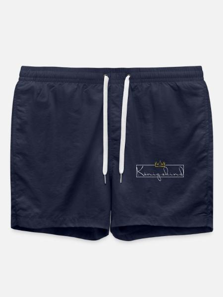 Koenigskind - weiß mit goldener Krone - Badeshorts - French Navy