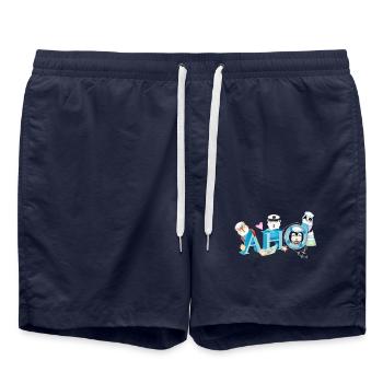 niedliche Tiere auf hoher See mit Seemannsgruß - Badeshorts - French Navy - Vorne - AI Model Male 185 light (185cm)