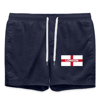 London City in English Flag - Swim Trunks - french navy - Front - AI Model Male 185 light (185cm)