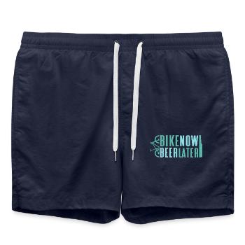 Mountainbike bike now beer later - Badeshorts - French Navy - Vorne - AI Model Male 185 light (185cm)