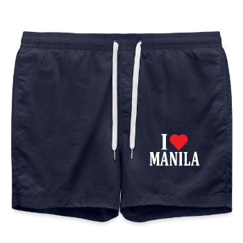 nom t-shirt J’aime Manille t-shirt idée cadeau - Short de bain - bleu marine - Devant - AI Model Male 185 light (185cm)