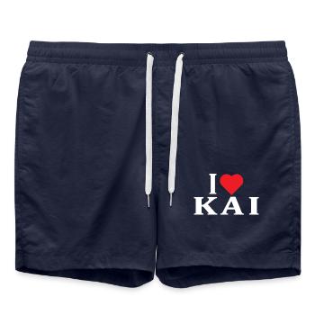 nom du t-shirt J’adore l’idée cadeau du t-shirt Kai - Short de bain - bleu marine - Devant - AI Model Male 185 light (185cm)