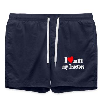 Ich liebe alle Traktoren - Badeshorts - French Navy - Vorne - AI Model Male 185 light (185cm)