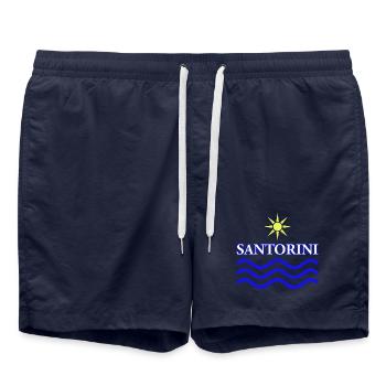 Sun and Waves Coastal Design - Swim Trunks - french navy - Front - AI Model Male 185 light (185cm)