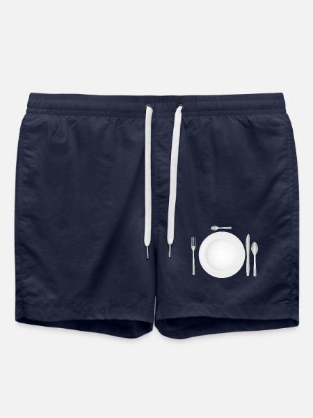 Tischgedeck mit leerem Teller & Besteck - Badeshorts - French Navy