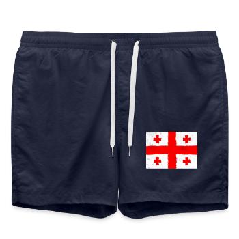 Drapeau de la Géorgie – Croix et Tradition - Short de bain - bleu marine - Devant - AI Model Male 185 light (185cm)
