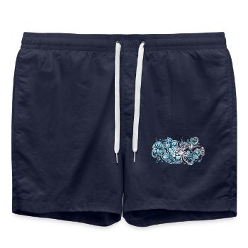 Motif Fleur Bleue - Short de bain - bleu marine - Devant - AI Model Male 185 light (185cm)