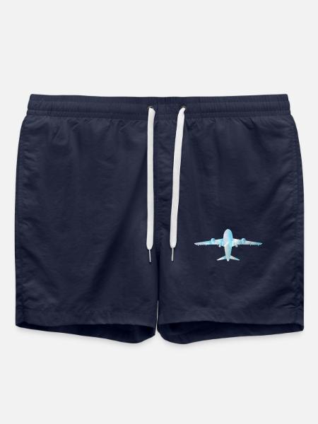 Passenger plane with cloud pattern - Swim Trunks - french navy