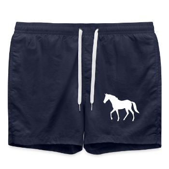 Silhouettes de chevaux Cavalier cadeau blanc - Short de bain - bleu marine - Devant - AI Model Male 185 light (185cm)
