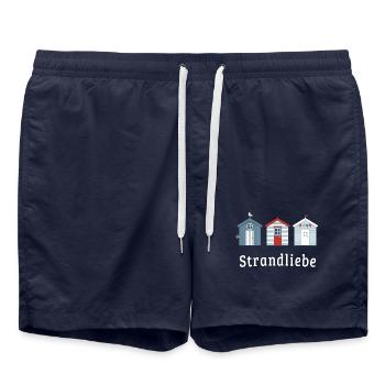 Strandliebe – Maritime Strandhäuser - Badeshorts - French Navy - Vorne - AI Model Male 185 light (185cm)