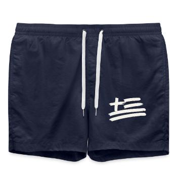 Griechenland Flagge - Badeshorts - French Navy - Vorne - AI Model Male 185 light (185cm)