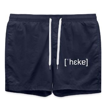 Hacker, phonetische Schreibweise, weiß - Badeshorts - French Navy - Vorne - AI Model Male 185 light (185cm)