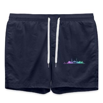 Berlin Skyline - Badeshorts - French Navy - Vorne - AI Model Male 185 light (185cm)