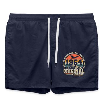 Original 1964 Vintage Jahrgang Geburtstag Retro - Badeshorts - French Navy - Vorne - AI Model Male 185 light (185cm)