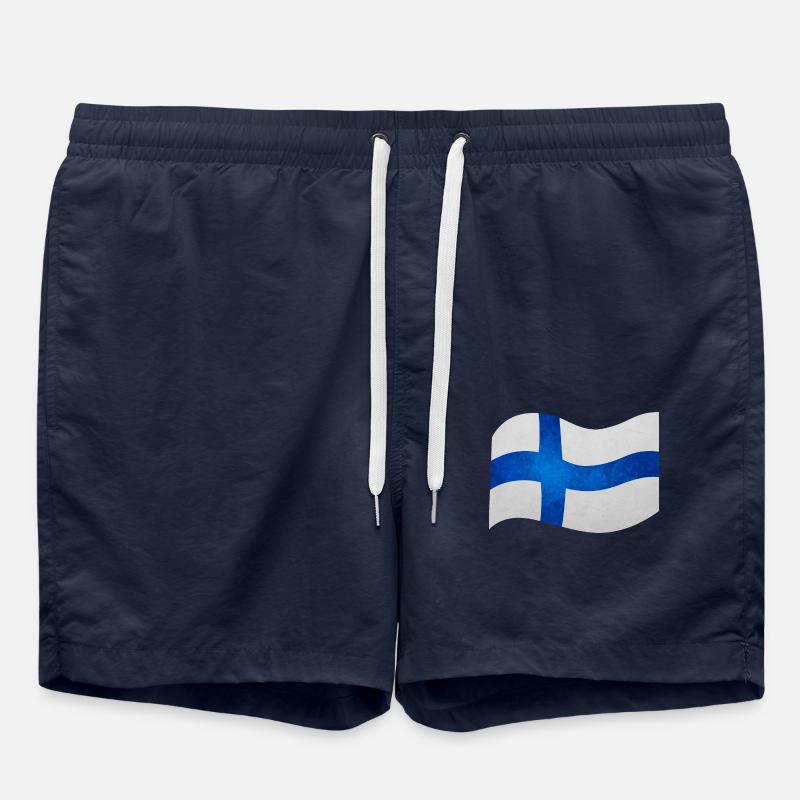 Map/Flag of Finland - Swim Trunks - french navy